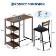 thumbnail image 2 of 3-Piece Kitchen Table Set with Storage Shelves, 36" Wood & Metal Dining Table with 2 Upholstered Chairs for Small Apartments & Breakfast Nook, 2 of 9