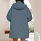thumbnail image 5 of Chaqueta de algodón con botones y bolsillo a cuadros de diamantes de color liso para mujer, chaqueta informal con capucha de manga larga, abrigo para mujer, 5 of 5