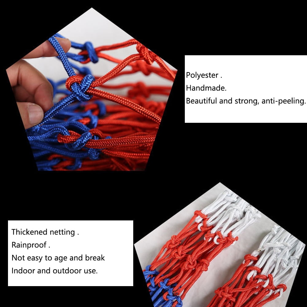 2 Pcs Red, White and Blue Basketball Net Replacement Nylon Woven Rope Basketball Hoop Nets Fits Standard Indoor or Outdoor Rims，21inch