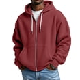thumbnail image 2 of Waffle Knit Hoodies For Men Full Zip Hooded Cardigan With Pocket Lightweight Loose Fit Athletic Jackets, 2 of 9