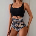 thumbnail image 5 of One Piece Swimsuit for Women Tummy Control Slimming Bathing Suit Cutout Tie Knot Printed Swimwear, 5 of 5