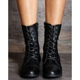 thumbnail image 2 of Forever Link Jalen-88 Black Round Toe Military Lace up Combat Boots (Black, 7.5), 2 of 4