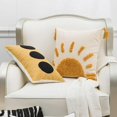 thumbnail image 3 of Fundas De Almohada Decorativas Estilo Bohemio De 18 X 18 Pulgadas, Fundas De Almohada Coloridas De Algodón Con Mechones De Sol Y Borlas Para Sofá, Color Amarillo Y Blanco, 3 of 4