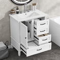 thumbnail image 2 of 30" Bathroom Vanity with Sink, Bathroom Cabinet with A Door, Three Drawers, Solid Wood Legs & MDF Board, Adiustable Foot Pads, White ，Black, 2 of 9
