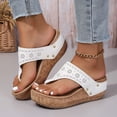 thumbnail image 2 of Rokment Orthopedic Platform Wedge Flip Flops for Woman 2026 Boho Beach Summer Leather Wide Width Arch Support Comfortable Walking Thongs Slip On Dress Sandals White Size 7.5, 2 of 6