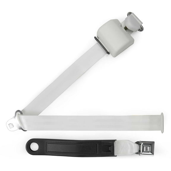 RetroBelt White Push Button Shoulder Belt - Bucket Seat