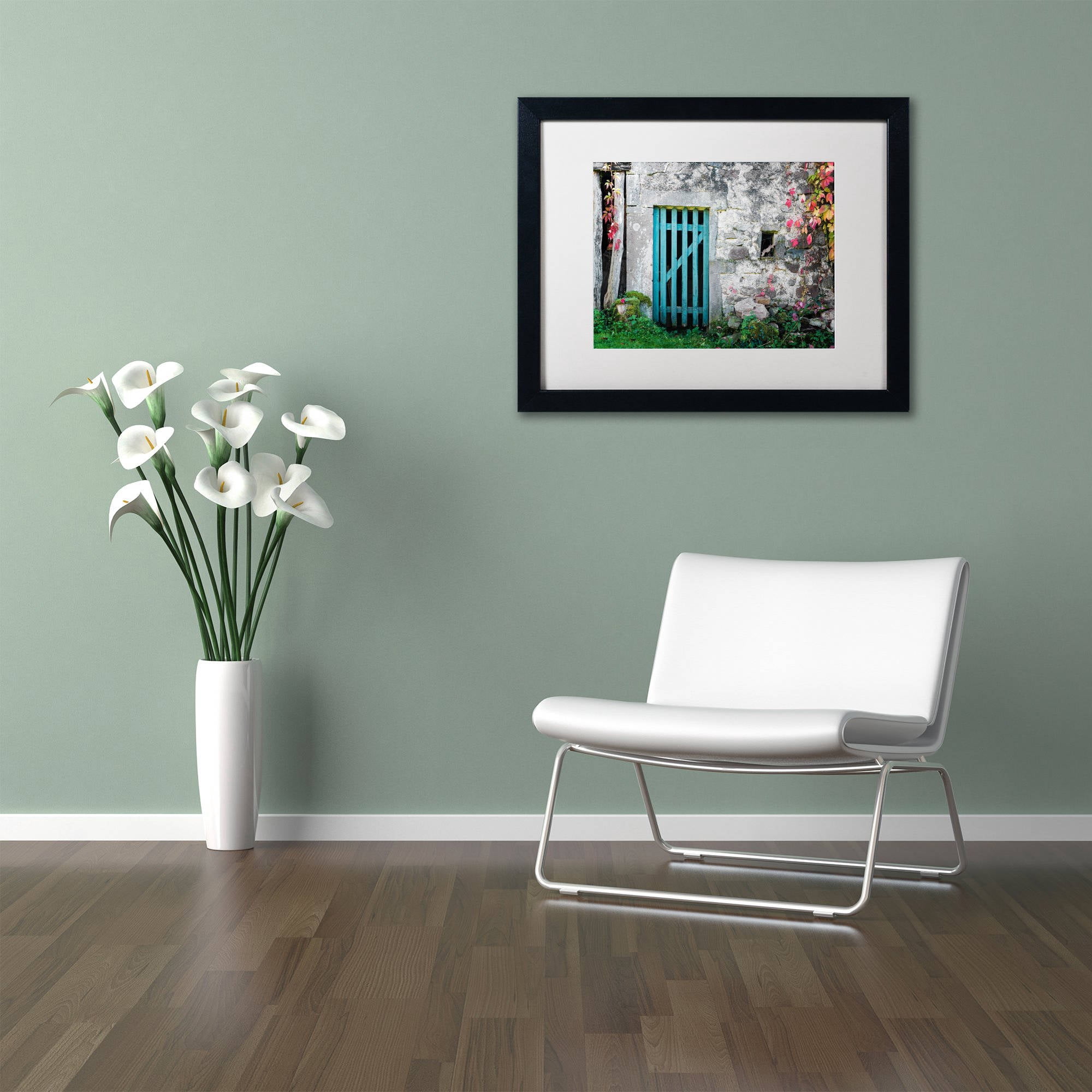Trademark Fine Art "The Old Wooden Door" Canvas Art by Philippe Sainte-Laudy White Matte, Black Frame