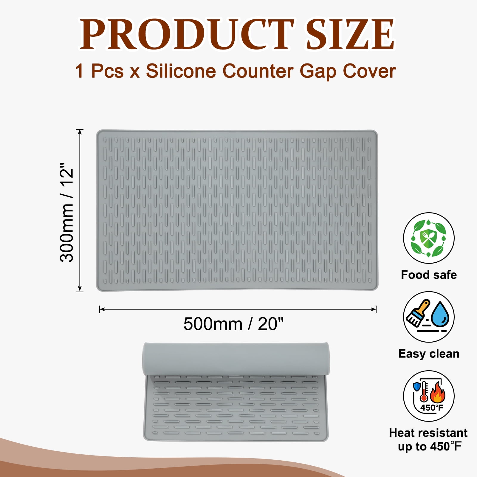 Uxcell Stove Top Covers for Electric Stove, 20 x 12  Inch Silicone Cooktop Protector Waterproof Oven Cover Dish Drying Striped Mats for Kitchen Glass Top, Stovetop, Oven, Grey