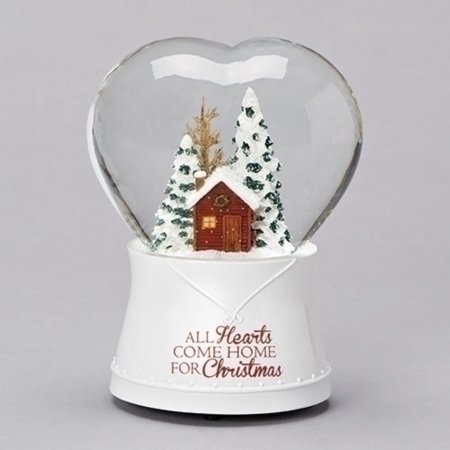 UPC 089945569452 product image for 6.75  Red and White House with Snow Heart Shaped Dome Musical Glitter Globe | upcitemdb.com