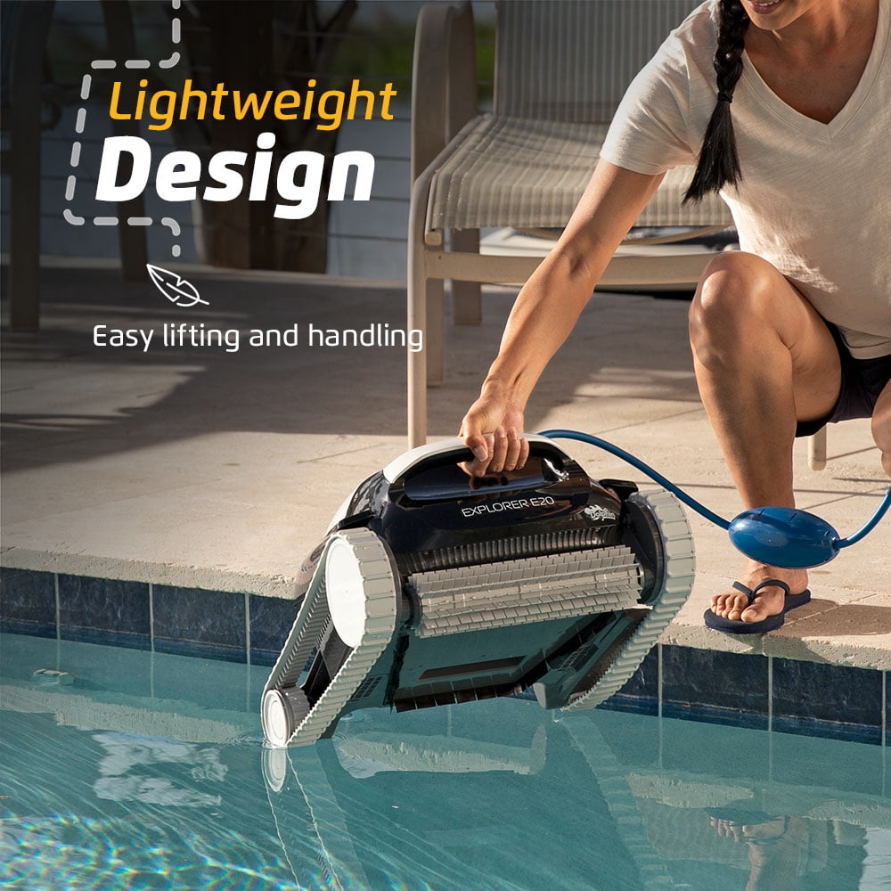 Restored Dolphin (2025 Model) Explorer E20 Automatic Robotic Pool Vacuum Cleaner, Wall Climbing, Active Scrubber Brush, Ideal for In-Ground Pool up to 33 FT in Length - Refurbished