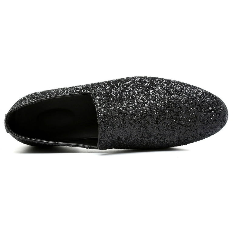 Santimon Mens Metallic Paillette Loafers Slip-on Glitter  display picture 1