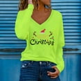 thumbnail image 2 of Womens Christmas T-Shirts Fall Shirts Loose Fit Casual Casual Blouse Winter Shirts Tunic V Neck Blouse Long Sleeve Festive Tees Tops, 2 of 6