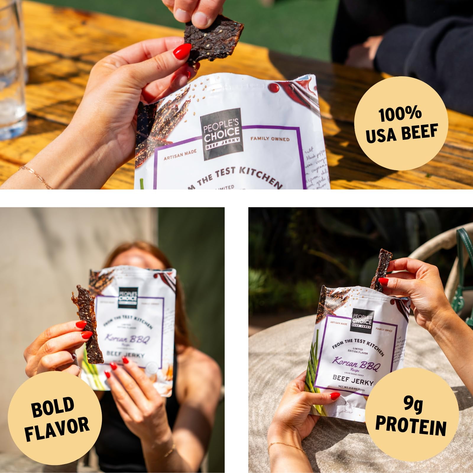 People's Choice Beef Jerky Korean BBQ Sweet & Savory - 9g Protein - 16 oz Bag