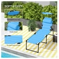thumbnail image 3 of Light Blue Adjustable Outdoor Lounge Chair w/ Awning & Pillow - Steel Frame Chaise for Patio, Beach, Camping - Cushioned Sun Lounger, 27.5" W x 78.75" D, 3 of 9