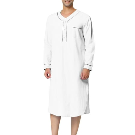 

Men s Nightshirt Sleepwear Casual Comfy Long Sleeve/Short Sleeve V Neck Henley Sleep Shirt Loungewear with Pocket