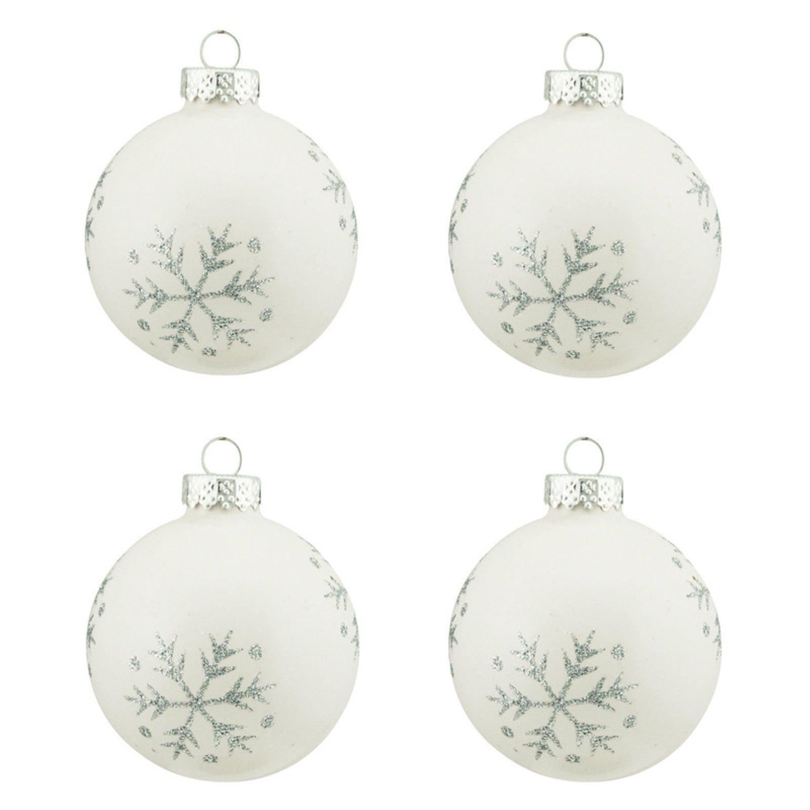 Northlight Snowflake Design Glass Ball Christmas Ornaments - Set of 4 ...