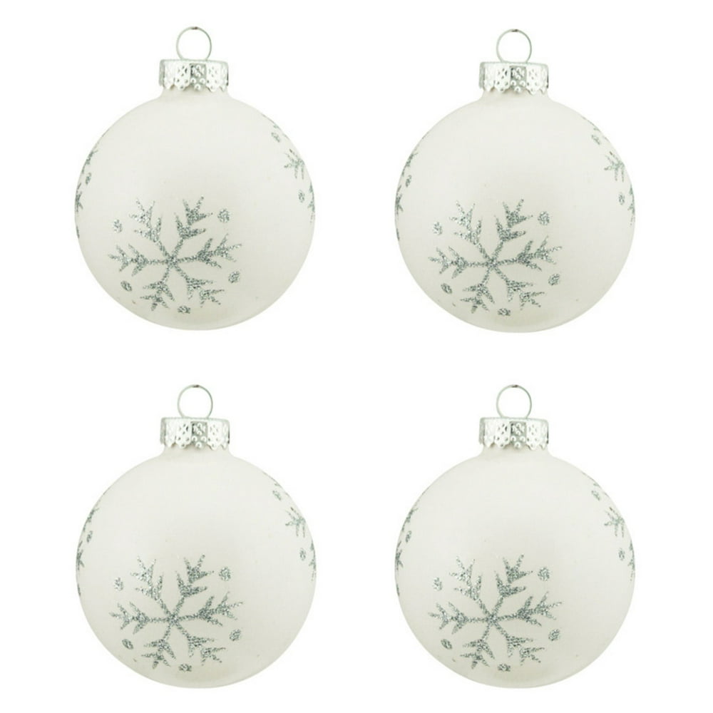 Northlight Snowflake Design Glass Ball Christmas Ornaments - Set of 4 ...