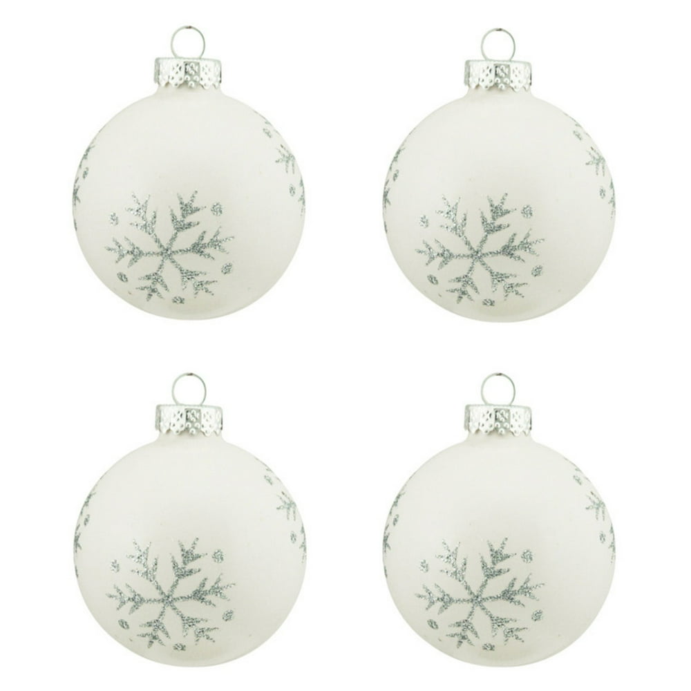 Northlight Snowflake Design Glass Ball Christmas Ornaments Set of 4