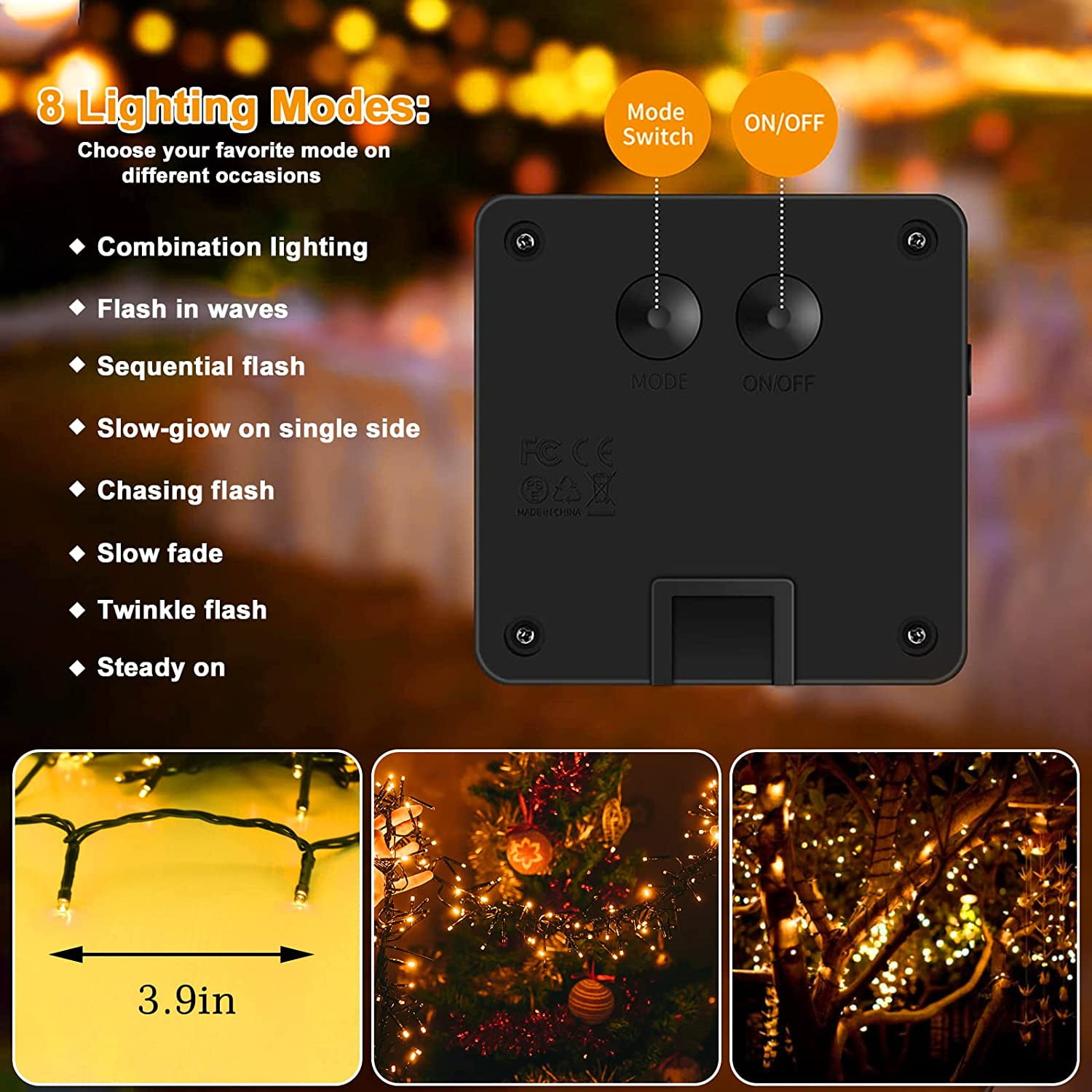 GooingTop 2 Pack Solar String Lights Outdoor Waterproof,104.6ft 320 LED Solar Fairy Lights Outside with 8 Modes for Patio Garden Tent Yard Party Tree Christmas Outdoor Decor(Warm White)