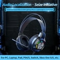 thumbnail image 4 of Casque de Jeu Filaire avec Lumière LED et Microphone à Réduction de Bruit, Compatible avec PS4 PS5 Ordinateurs Portables IPad Ordinateur, 4 of 9