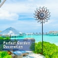 thumbnail image 3 of Hourpark 84 Inch Blue Bronze Metal 3D Kinetic Double-Side Design Garden Decor Wind Spinner, 3 of 14