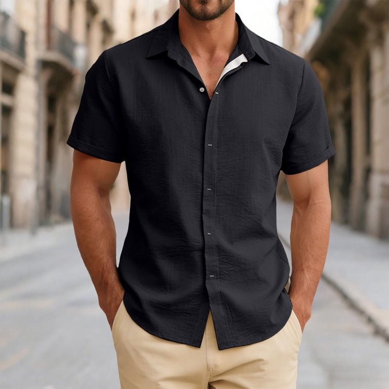 men's short sleeve dress shirts for wedding JEMITOP Shirt Mens Shirt Season Zshosam Mens Vacation Shirts Men's