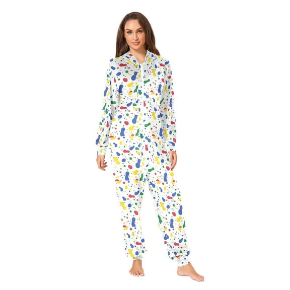 Splash Of Colors Adult onesie Pajamas, Crystal Velvet Ultra Soft Warm Jumpsuit for Men and Women