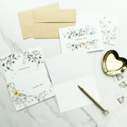 Gooji 4x6 Floral Thank You Cards with Envelopes (Bulk 20-Pack) Matching Peel-and-Seal Rustic Envelopes