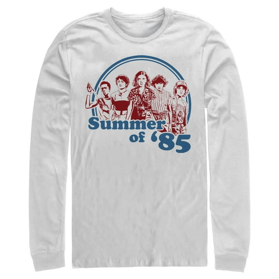 Netflix Men's Stranger Things Retro Summer of '85 Long Sleeve Shirt White Small