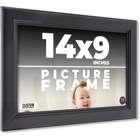 14x9 Frame Black Passaggi Solid Wood Picture Frame Width 1.5 Inches | Interior Frame Depth 0.5