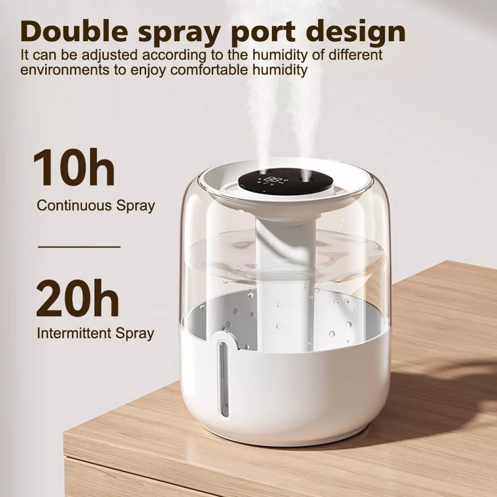 Raistyw Humidifiers for Bedroom, 6.8 L Cool Mist Top-Fill Humidifier for Large Room, Plants, Baby Nursery, Indoor, 20H Runtime, Quiet 36dB, Controllable Lighting, White