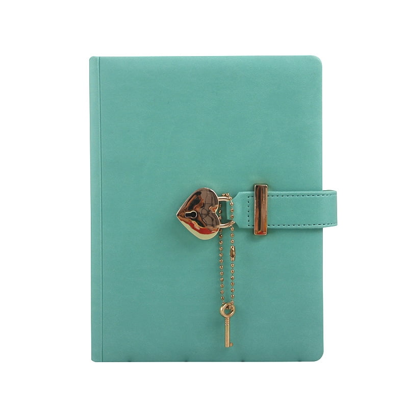 Lock Diary with Keys, B6 PU Leather Journal Notebook with Heart Lock, Lined Writing Journal with 144 Sheets for Personal Writing and Daily Use,Gray