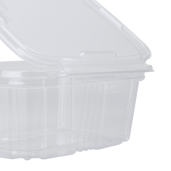 Karat 16 oz Pet Plastic Tamper Resistant Hinged Deli Container with Lid - 200 Pcs