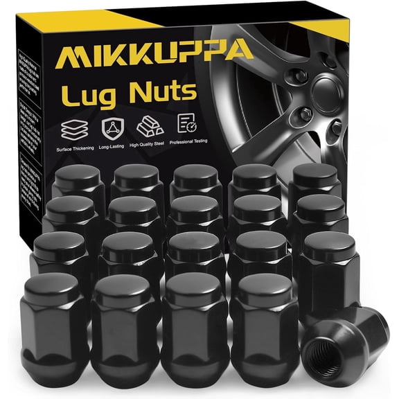 MIKKUPPA M12x1.5 Lug Nuts - Replacement for 2006-2020 Fusion, 2000-2019 Focus, 2001-2023 Escape Aftermarket Wheel - 20pcs Black Closed End Lug Nuts
