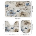 thumbnail image 3 of 4 Pcs Shower Curtain Set Bath Mat U-Shaped Floor Mat Toilet Lid Oval Rug Watercolor Flowers in Beige And Blue Waterproof Personality Pattern Bath Curtain Vintage Floral Decorative for Bathtub Decor, 3 of 8