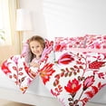 thumbnail image 3 of jejeloiu Vibrant Floral Twin Comforter Sets For Girls,Folk Print Bedding Set,Red Pink White,Pink Reversible,2pcs,1 Comforter and 1 Pillowcase, 3 of 7