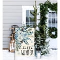 thumbnail image 3 of Hello Winter Blue Flower Garden Flag 12.5 x 18 Inch Double Sided Burlap Winter Blue Flower Snowflake Pinecone Christmas Small Yard Flag Holiday Seasonal Outdoor Outside Decoration, 3 of 6