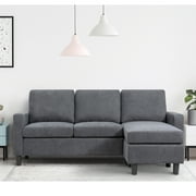 Walsunny Convertible Gray Sectional Reversible Chaise, L-Shaped Sofa with Modern Linen Fabric