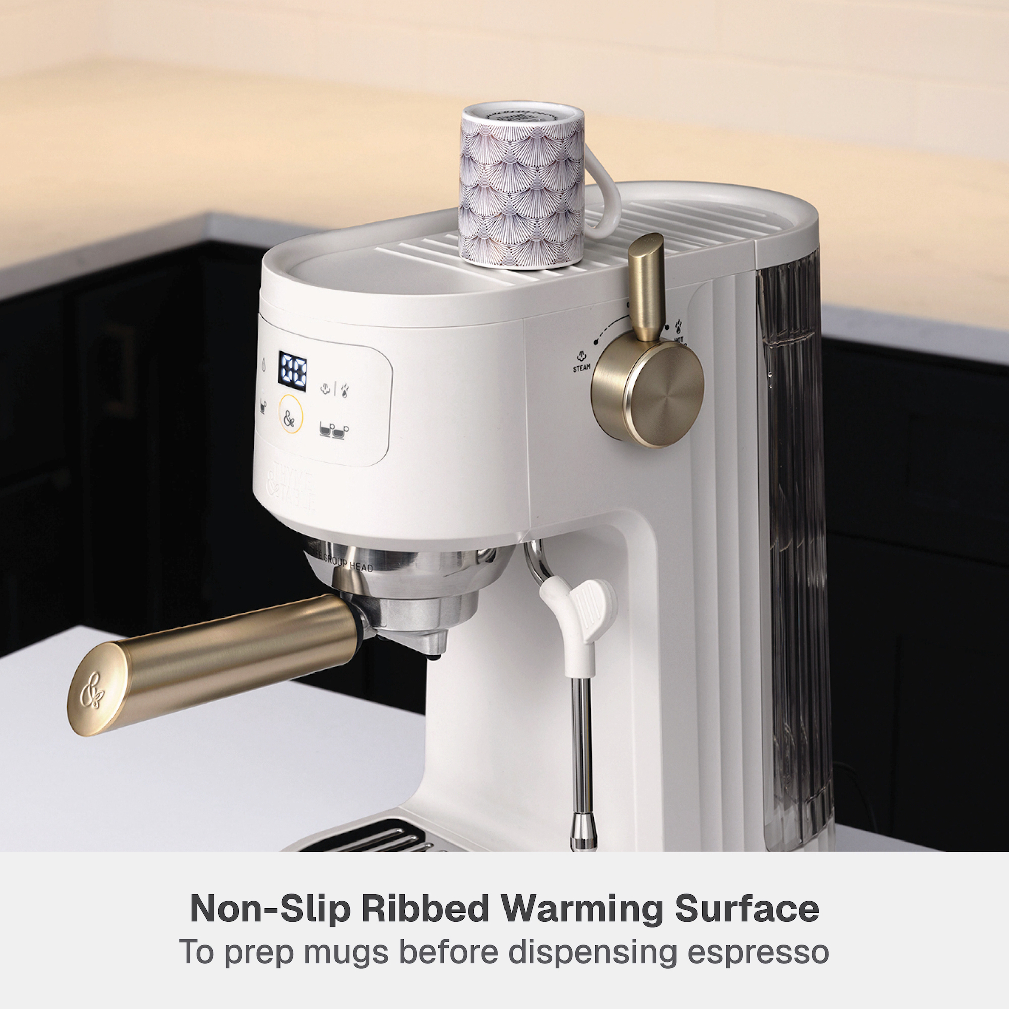Thyme & Table Barista Mini Espresso Machine, Sand White photo 5