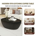 thumbnail image 4 of MDQMD Black Oval Coffee Table with Marble Top for Living Room,Mid Century Modern Coffee Table with Fluted Leather Cover,No Assembly Required, 4 of 8