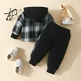thumbnail image 4 of Toddler Boys Outfit Sets Autumn Winter Plaid Print Hooded Long Sleeve Hoodies Tops With Pants Two Piece Little Boys Clothes, 4 of 6