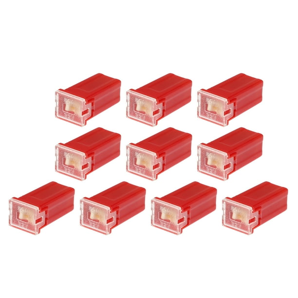 10 fusibles estándar en forma de caja de 50 amperios, universales para camionetas, coches, SUV, plástico duradero, metal rojo