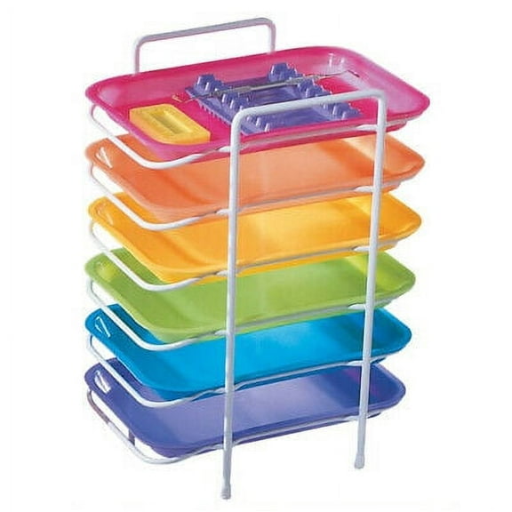 Plasdent 300FMS-6 Flat Tray Size F Mini Neon Pink 9 5/8" X 6 5/8" X 7/8"