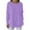 Purple, variant on Womens Crewneck Sweatshirt Casual Waffle Knit Long Sleeve Blouses Button Side Slit Loose Fit Pullover Solid Color Fall Shirts Tops