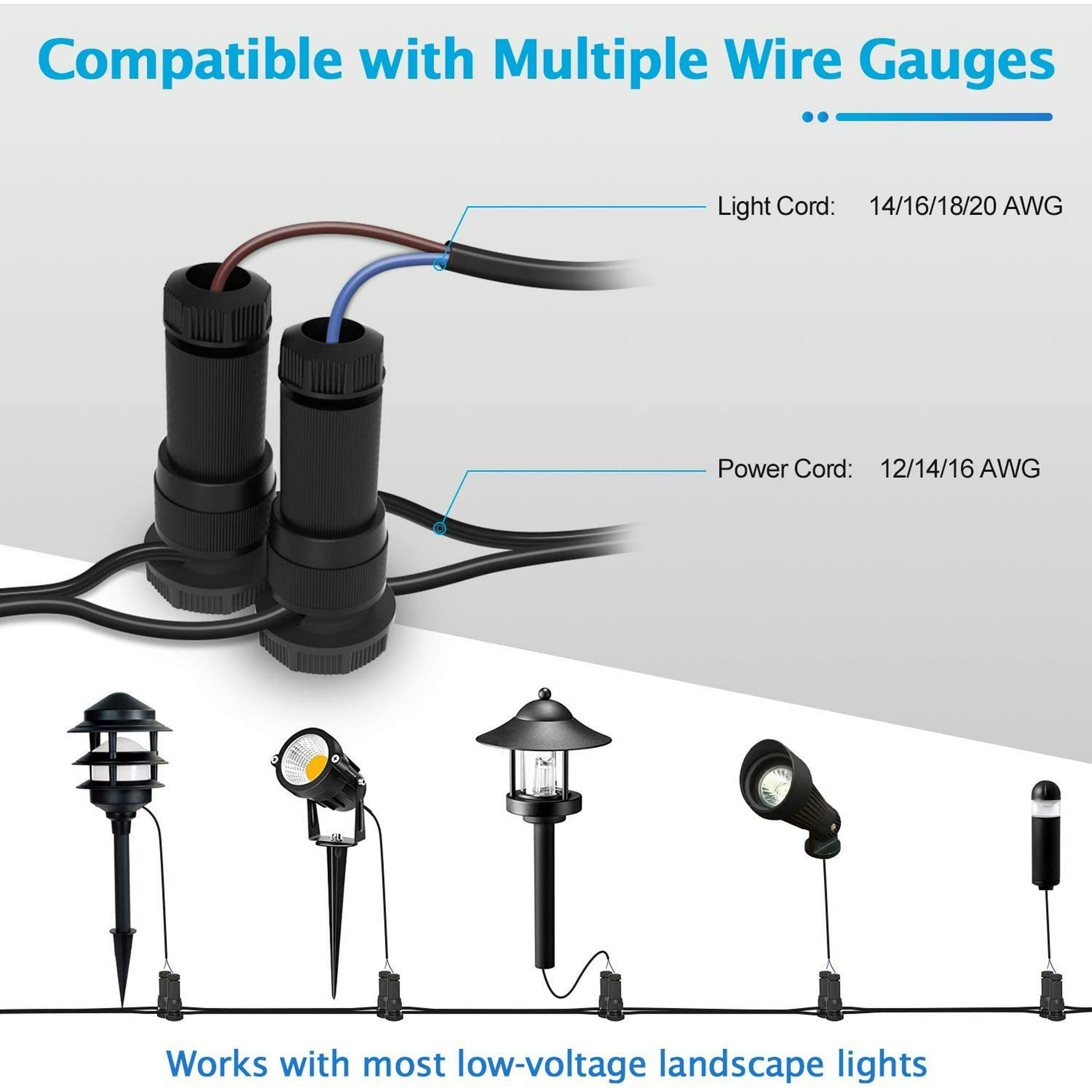 Wgthhk 16 Pack Low Voltage Landscape, Landscape Lighting Electrical Connectors