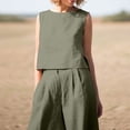 thumbnail image 4 of Completo Pantalone Lungo Conjunto de pantalones de 2 piezas para mujer, informal, de cintura alta, cuello redondo, cremallera, atuendo diario de alta costura Kuymtek Verde Militar L para Mujer, 4 of 5