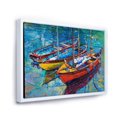 thumbnail image 2 of Designart Three Boats In The Harbor FLOAT FRAME WALL ART, 2 of 4