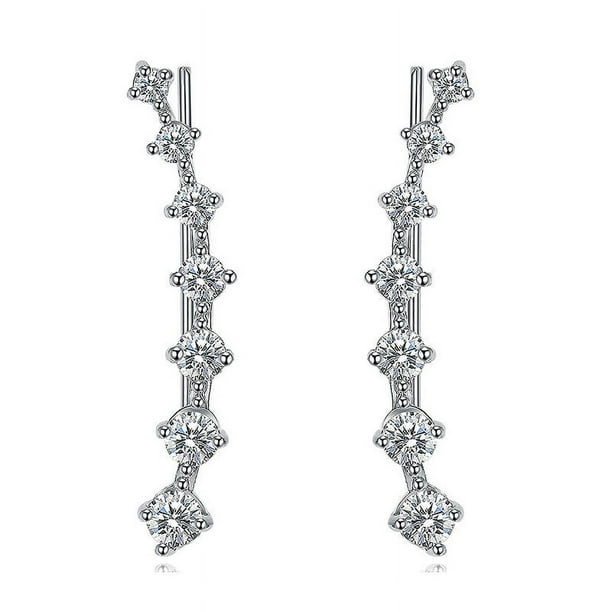 Pendientes de plata de ley con 7 cristales para cartílago para mujer, Piercing hipoalergénico de circonia cúbica, regalos para ella