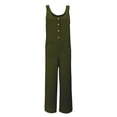 thumbnail image 4 of GILIGEGE Women's Casual Loose Overalls Jumpsuits One Piece Sleeveless Wide Leg Long Pant Rompers with Pockets Wide Leg Palazzo Pants Tank Jumpsuit Button Down Loose Bib Overalls Summer Linen Jumpsuit, 4 of 5