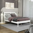 thumbnail image 3 of Camaflexi Mid Century Slat Bed Solid Wood Bed Frame with Headboard, Full, White, 3 of 11
